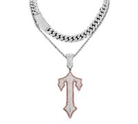 MALSSE Elegante collana a catena con diamanti pieni e croci cubane unisex collana con croci piene disegni catena cubana gioielli per collo occasioni versatili, cuban chain 3, come descritto, come