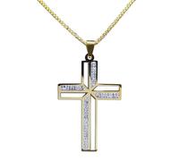 MALSSE Elegante collana a forma di crocifisso con catena in acciaio inossidabile, collana religiosa in metallo, accessorio per anniversario di matrimonio, collana con simbolo della fede