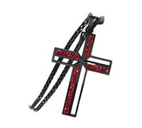 MALSSE Elegante collana a forma di crocifisso con catena in acciaio inossidabile, collana religiosa in metallo, accessorio per anniversario di matrimonio, collana con simbolo della fede
