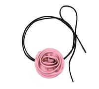 MALSSE Elegante collana con ciondolo a forma di fiore, unico e alla moda, in tessuto, gioiello delicato per il collo, elegante accessorio floreale regolabile per gli appassionati di moda