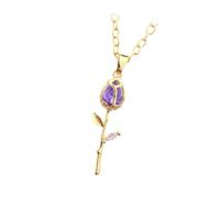MALSSE Elegante collana con ciondolo a forma di tulipani in rame dorato con cristalli, decorazione per ogni occasione, collana con ciondolo a forma di tulipani, Misura unica, come descritto, come