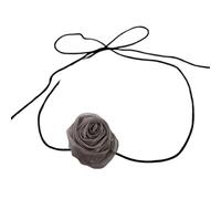 MALSSE Elegante collana con fiore di rosa finto, catena per donne e ragazze, collana girocollo accattivante accessorio vintage rosa girocollo, Misura unica, come descritto, come descritto