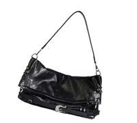 MALSSE Elegante Nero Ascella Borsa Per Uso Quotidiano PU Pelle Borsa A Tracolla Satchel Casual Ascella Borsa Per Moda Signore Moda Moda Spalla, Nero , One Size