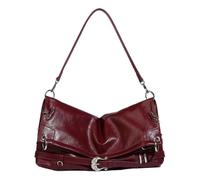 MALSSE Elegante Nero Ascella Borsa Per Uso Quotidiano PU Pelle Borsa A Tracolla Satchel Casual Ascella Borsa Per Moda Signore Moda Moda Spalla, Rosso, One Size