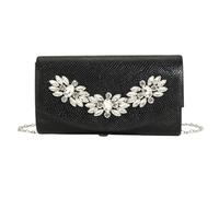 MALSSE Elegante pochette per le donne borsa da sera femminile strass fiore spalla borsa da sposa Crossbody donna sera strass fiore borsa a tracolla per festa di nozze, Nero , One Size