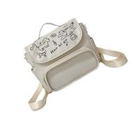 MALSSE Elegante vedere attraverso il pacchetto della spalla per i distintivi collezionabili Borsa a tracolla unisex alla moda con zaino casual regolabile PU, bianco, One Size