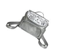 MALSSE Elegante vedere attraverso il pacchetto della spalla per i distintivi collezionabili Borsa a tracolla unisex alla moda con zaino casual regolabile PU, Argento, One Size