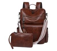 MALSSE Elegante zaino da donna con grande capacità organizzativa zaino casual zaino da viaggio borsa a tracolla per viaggio zaino scuola, Marrone scuro