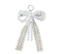 MALSSE Farfalla Archi Portachiavi Charm Perle Imitazione Perline Bowknot Ciondolo Portachiavi Decorazione Borsa Per Gli Appassionati Di Moda Fatto A Mano Perle Portachiavi Pizzo, bianco, Taglia unica