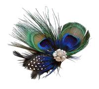 MALSSE Fermaglio per capelli vintage con piume con strass fatto a mano copricapo per donne copricapo per feste ruggenti anni '20 Art Flapper Clip piuma