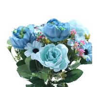 MALSSE Fiore artificiale di seta di colore per la decorazione della scrivania del partito di casa Facile configurazioni Colore vibrante Non ha bisogno di acqua blu composizioni floreali artificiali