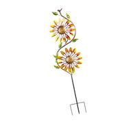 MALSSE Girandola a vento con girasoli da giardino, per esterni, prato, cortile, resistente alle intemperie, in ferro, rotante con girasoli dinamici in ferro