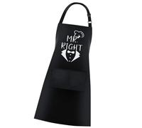 MALSSE Grembiuli coordinati in poliestere con scritta "Mr & Mrs", design ricamato, lacci regolabili in vita, copertura completa, set di protezioni da cucina, grembiule da cucina per marito e moglie