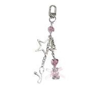 MALSSE Handcrafteds - Portachiavi con ciondolo a forma di orsetto con fiocco, in acrilico, per borsa, ornamento a forma di cuore, Misura unica, come descritto, come descritto