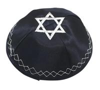 MALSSE Israele Kippah Cappello per gli Uomini Elegante Ricamo Stella Kippah Cappello Rotondo Yarmulke Traspirante Ebrei Israele Copricapo Cotone Kippa, blu navy, Taglia unica