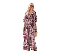 MALSSE Kaftano da spiaggia, da donna, copricostume, a maniche corte, alla moda