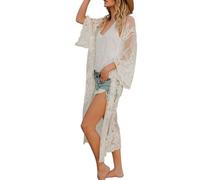 MALSSE Kimono lungo da donna, aperto sul davanti, da spiaggia, copricostume