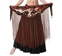 MALSSE Luccicante Paillettes Danza Del Ventre Danza Della Vita Avvolgere Catena Hip Wrap Cintura Per Indiano Del Ventre Della Ballerina, Caff, Taglia unica