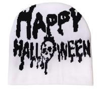 MALSSE Moda Skull Hat Cool 2000s Maglia Halloween Skull Lettera Hiphop Morbido Caldo Pullover Escursionismo Campeggio Copricapo, bianco, Taglia unica