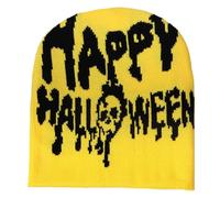 MALSSE Moda Skull Hat Cool 2000s Maglia Halloween Skull Lettera Hiphop Morbido Caldo Pullover Escursionismo Campeggio Copricapo, Giallo, Taglia unica