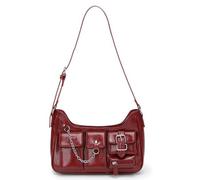 MALSSE Multi-Tasche Borsa A Tracolla Per Le Donne Estetica Grunge Trend Crossbody Grande Capacità Messaggeri Bikers Donne Grande Capacità Spalla Grunge Multi-tasche Crossbody, Rosso, One Size