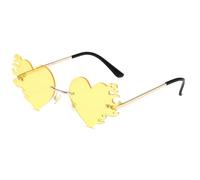 MALSSE Occhiali da sole senza cornice Fiamma Cuore Leggero Tonalità Alla Moda Per Viaggi Stage Musica Festival Sfumature Fornitura Donne Occhiali Moda, Giallo