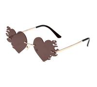 MALSSE Occhiali da sole senza cornice Fiamma Cuore Leggero Tonalità Alla Moda Per Viaggi Stage Musica Festival Sfumature Fornitura Donne Occhiali Moda, Marrone