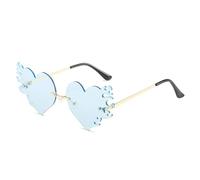 MALSSE Occhiali da sole senza cornice Fiamma Cuore Leggero Tonalità Alla Moda Per Viaggi Stage Musica Festival Sfumature Fornitura Donne Occhiali Moda, Blu
