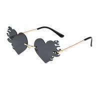 MALSSE Occhiali da sole senza cornice Fiamma Cuore Leggero Tonalità Alla Moda Per Viaggi Stage Musica Festival Sfumature Fornitura Donne Occhiali Moda, grigio