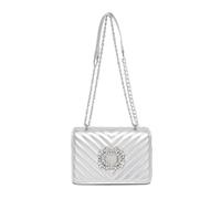 MALSSE Piccola borsa a tracolla con elegante tracolla regolabile trapuntatura in pelle PU borsa a tracolla borsa da sera per donna borsa a tracolla trapuntata, Argento, One Size
