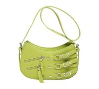 MALSSE Piccola borsa a tracolla da donna alla moda in pelle PU borsa a tracolla con tracolla regolabile per uso quotidiano borsa con tracolla regolabile, Verde, One Size