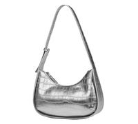 MALSSE Piccola borsa a tracolla da donna in pelle PU borsa borsa moda ascella borsa femminile mezzaluna ascella per viaggio piccola borsa per donna moda donna spalla in pelle PU, Argento, One Size