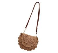 MALSSE Pochette in paglia da donna, borsa a tracolla in paglia, borsa da spiaggia, estivi, borsa da spiaggia realizzata a mano, pochette da donna, cachi, One Size