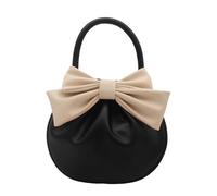 MALSSE Pratica borsa con manico superiore con fiocchi, borsa da sera per donne, casual, lavoro, evento, trendystyle, borsa per festa di nozze, elegante borsa rotonda per uso quotidiano, Nero , One