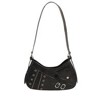 MALSSE Punk Occhielli Fibbia Piccola Borsa A Tracolla Delle Donne Del Motociclo Dell'unità di elaborazione Cuoio Crossbody Borsa Retrò Con Cerniera Ascelle Borsa Ascella in Pelle, Caff, One Size