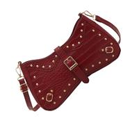 MALSSE Retro Ascella Borsa Per Le Donne Rivetti Crossbody Elegante Borsa A Tracolla Alla Moda Pendolarismo Semplice Ascella In Pelle PU Crossbody Per Le Donne Rivetti Spalla Retro Ascelle, Rosso, One