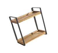 MALSSE Scaffale in legno robusto con 2 ripiani per il bagno, accessorio per la cucina e la casa, organizer per cosmetici