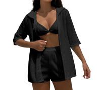 MALSSE Set di 4 costumi da bagno da donna, kimono e pantaloncini da spiaggia, set da bagno imbottito, adatto per resort sulla spiaggia