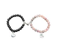 MALSSE Set di braccialetti alla moda con perline a forma di cuore per coppia di innamorati, Misura unica, come descritto