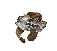 MALSSE Squisiti anelli con perle bianche a forma di fiore, per donne, regolabili, gioielli alla moda, gioielli di compleanno o matrimonio in acciaio