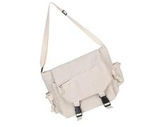 MALSSE Teens Casual Tinta unita Nylon Spalla Borsa Con Fibbia Grande Capacità Crossbody Messaggeri Borsa Per Scuola College Adolescente Sacchetto di Scuola, bianco, One Size