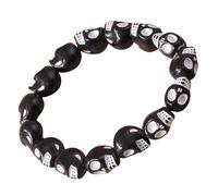MALSSE Trendy Skull Head Bead elastico resina perline braccialetto Streetwear Handchain elegante stile punk accessori nero bianco set, Misura unica, come descritto