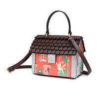 MALSSE Unica borsa a forma di casa di Natale per le donne PU Crossbody Bag Borse a tracolla con tracolla regolabile divertente borsa casual Outing Bag, Rosso, One Size