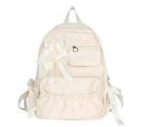 MALSSE Zaino da scuola in nylon per ragazze adolescenti alla moda con decorazioni a fiocco anime giapponese stile preppy borsa per libri zaino scuola per ragazze adolescenti, A
