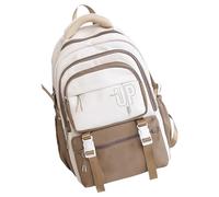 MALSSE Zaino in nylon di grande capacità per adolescenti, ragazzi, ragazze, adulti, scuola, viaggi, unisex, moda giapponese, borsa per libri per computer portatile, tracolla regolabile, Tè al latte.