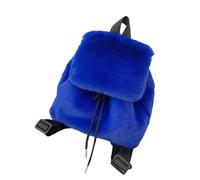 MALSSE Zaino in peluche peloso per le donne morbido e peloso piccola borsa a tracolla con coulisse e coperture con patta per uso quotidiano zaino in peluche, Blu
