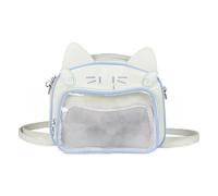 MALSSE Zaino Itabag in PU con gatti anime giapponesi per donne e ragazze adolescenti con display a spillo, borsa a tracolla trasparente con cinghie regolabili borsa a tracolla alla moda, A, One Size