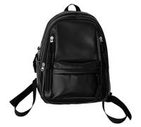 MALSSE Zaino multiuso in pelle morbida PU di grande capacità per studenti universitari zaino scuola per adolescenti adulti zaino da viaggio per laptop zaino in pelle morbida PU, Nero , Small