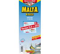 Malta & Gozo 1:50 000 +++ Mdina & Rabat, Valetta & Sennglea & Vittoriosa, Victoria, Time Zones (BerndtsonMAP) (Road Map/ Landkarte) [Folded Map/ Faltkarte]