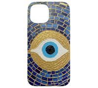 Malte Eye Eye Gold Color Mosaic Luxury Protection Byzantine Custodia per iPhone 15